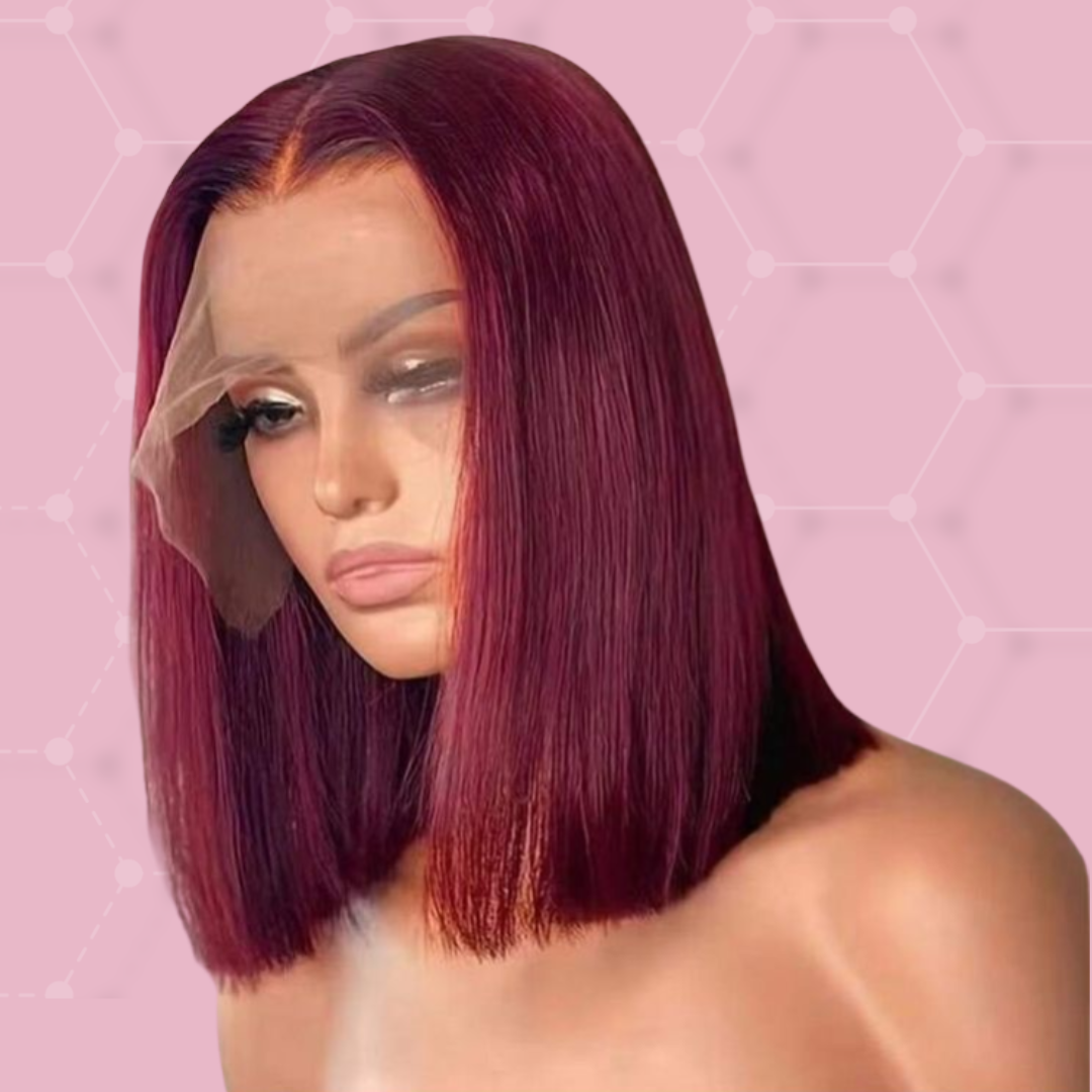 99J Burgundy 12” HD Lace Bob Wig