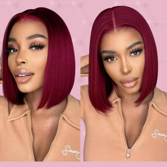 99J Burgundy 12” HD Lace Bob Wig